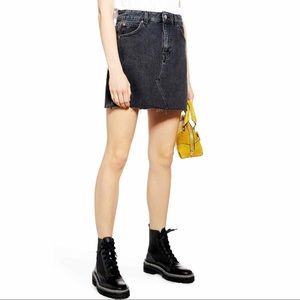 Topshop Black Washed Jean Skirt 8